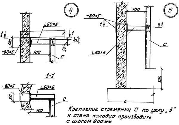 Стремянка С1-06 (H=2400) Лестница вертикальная (8 ступеней) для канализационных колодцев ТПР 902-09-22.84