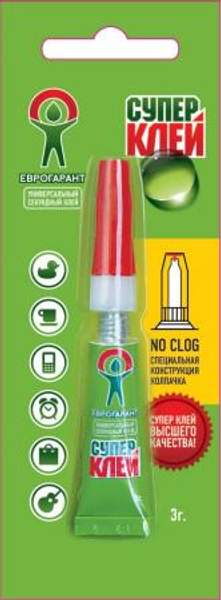 Супер клей Еврогарант 3 гр (Секунда) универсальный