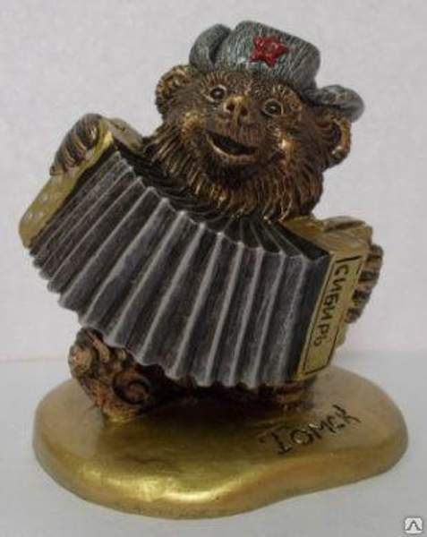 Сувенир "Медведь с гармошкой"№1(на тонкой подставке)