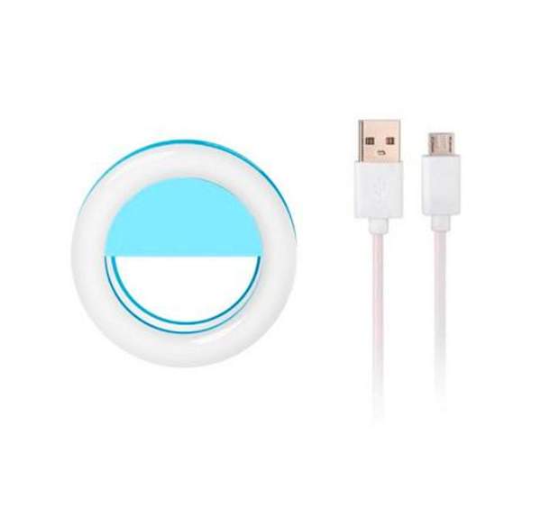 Светодиодное кольцо для селфи (селфи-лампа) Selfie Ring Light с USB, голубая