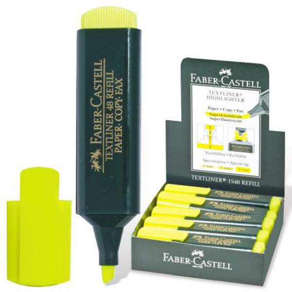 Текстмаркер FABER-CASTELL "48", ЖЕЛТЫЙ, скошенный наконечник, 1-5 мм