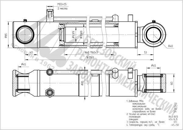 Телескопирования рукояти экскаватора ГЦ-70.50х1160.22-03 (284-03)