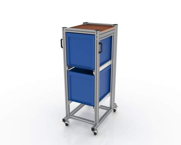 Тележка-органайзер с 2-мя синими Евроконтейнерами