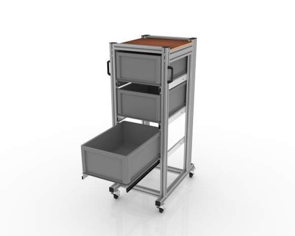 Тележка-органайзер с 3-мя серыми Евроконтейнерами