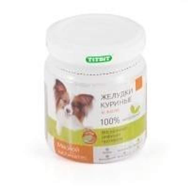 TiTBiT влажный корм в стеклянной банке «Желудки куриные в желе» для собак 100 гр. арт. 20.370