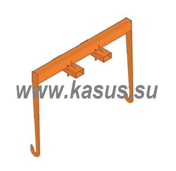 Траверса для кабельных барабанов стеллажная ТКБР 18/45 *Захваты сделаны из листа для того, чтобы было легче попадать в пролёт стеллажа, и выводить траверсу из-под оси с барабаном после установки.