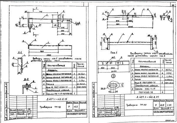 Траверса тм22, тм18 серия 3.407.1-143 выпуск 8