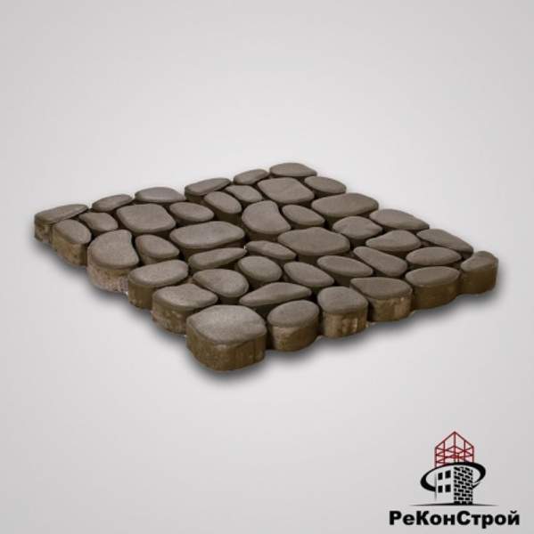 Тротуарная вибропрессованная плитка Грин Галет, Серый, BRAER