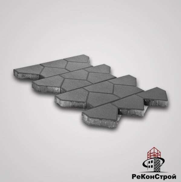 Тротуарная вибропрессованная плитка Тиара, Серый, BRAER