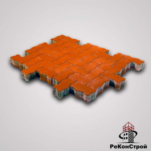 Тротуарная вибропрессованная плитка Волна, Красный, Желтый, Циркон BRAER