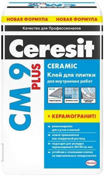ЦЕРЕЗИТ СМ-9 Плюс клей плиточный для внутренних работ (25кг) / CERESIT CM-9 Plus клей для плитки для внутренних работ (25кг)