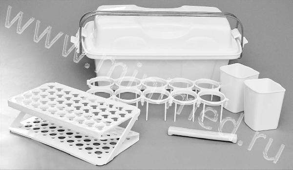 Укладка-контейнер полимерный для доставки проб биологического материала в пробирках и флаконах УКП-01 "КРОНТ" в исполнении УКП-50-01