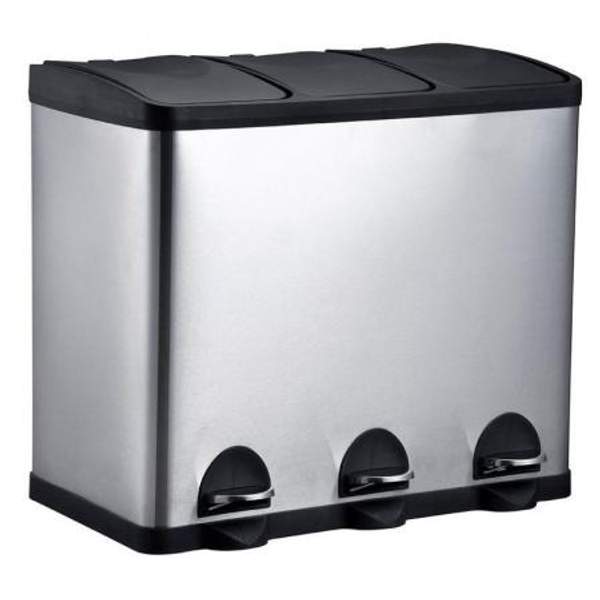 Уличная урна для раздельного сбора мусора 3 секции с педалью Санакс