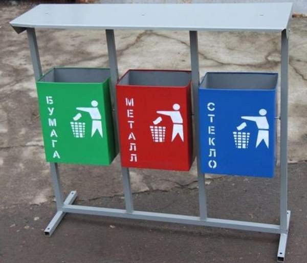 Уличная урна для раздельного сбора мусора УРПН-3 20 л