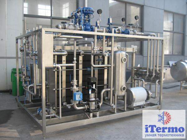 Установка пастеризационно-охладительная четырехсекционные с потреблением пара 15000 л/час ПОУ-15000П/4
