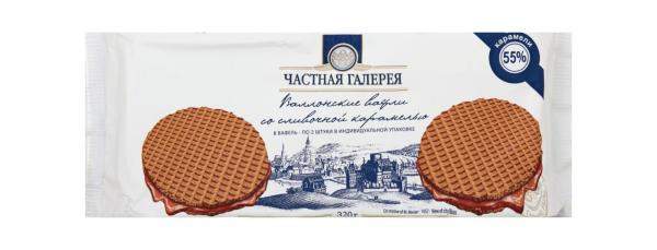 Вафли Частная галерея Валлонские со сливочной карамелью, 320 г.