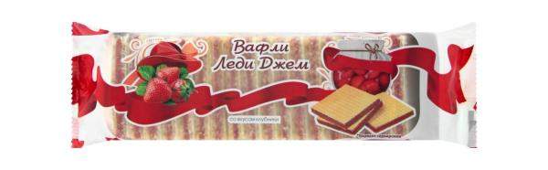 Вафли Леди Джем со вкусом клубники, 250 г.