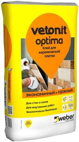 ВЕБЕР.ВЕТОНИТ Оптима клей плиточный (25кг) / WEBER.VETONIT Optima клей для керамической плитки (25кг)