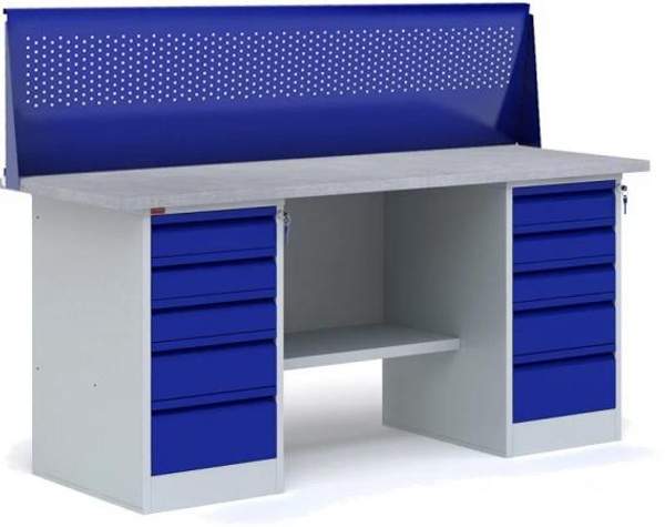 Верстак слесарный ВП - 6 с экраном Э-3 1.9 (ВхШхГ:1360х1900х685мм)