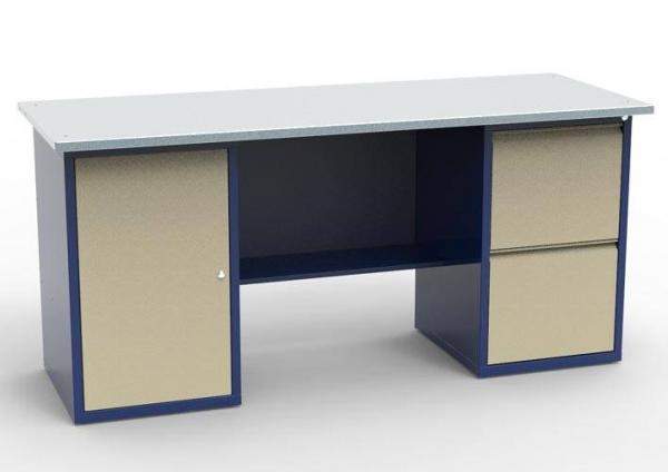 Верстак СВ-2Т.01.02.19 (1840х690х850 мм) двухтумбовый слесарный с драйвером