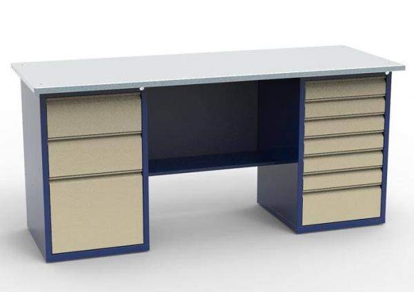 Верстак СВ-2Т.03.07.19 (1840х690х850 мм) двухтумбовый с усиленной оцинкованной столешницей