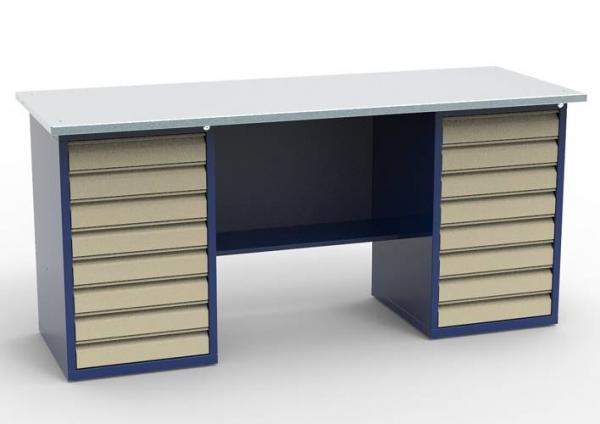 Верстак СВ-2Т.08.08.19 (1840х690х850 мм) слесарный для гаража с тумбами для хранения инструментов