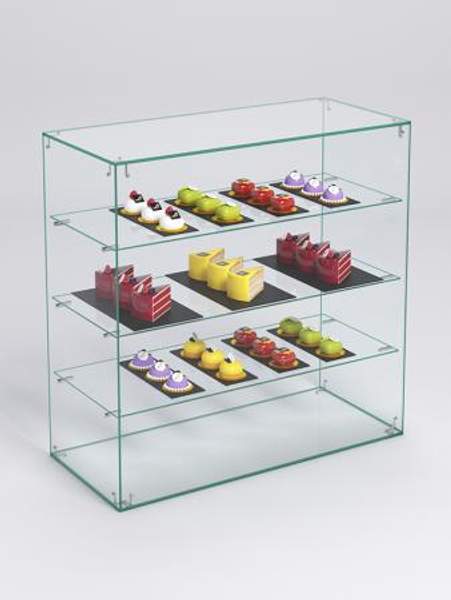 Витрина "СЛАДОСТЬ" №1А-О для выпечки настольная с прямыми полками без дверок, Стекло