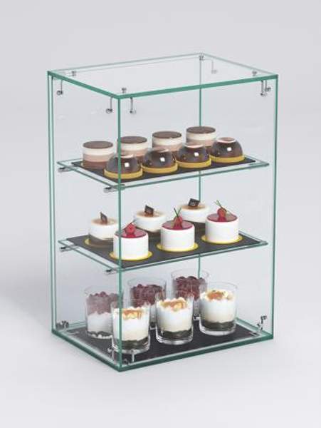 Витрина "СЛАДОСТЬ" №10А для выпечки настольная с прямыми полками, Стекло