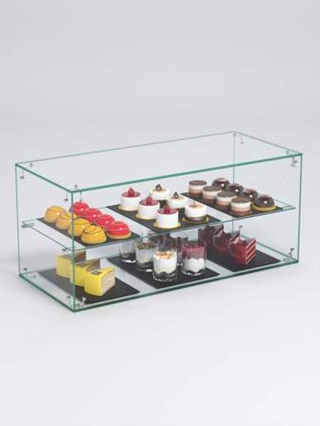 Витрина "СЛАДОСТЬ" №11А-О для выпечки настольная с прямыми полками без дверок, Стекло