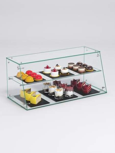 Витрина "СЛАДОСТЬ" №11КА-0 для выпечки настольная с прямыми полками без дверок, Стекло