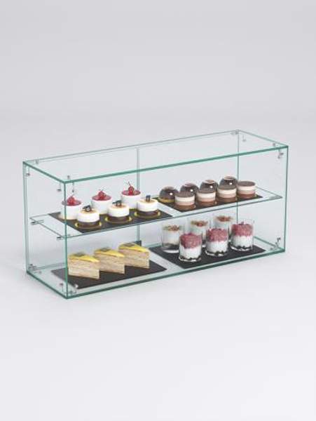 Витрина "СЛАДОСТЬ" №12А для выпечки настольная с прямыми полками, Стекло