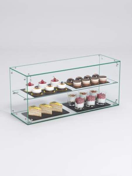 Витрина "СЛАДОСТЬ" №12А-О для выпечки настольная с прямыми полками без дверок, Стекло