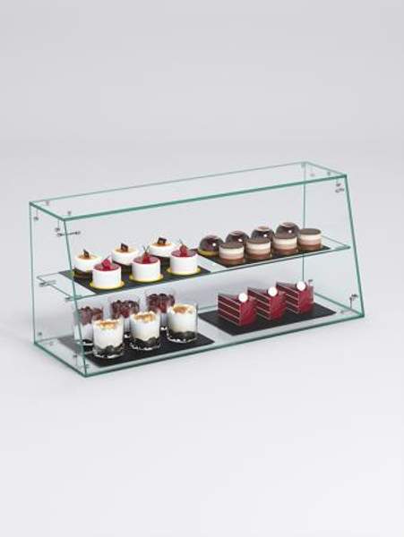 Витрина "СЛАДОСТЬ" №12КА-О для выпечки настольная с прямыми полками без дверок, Стекло