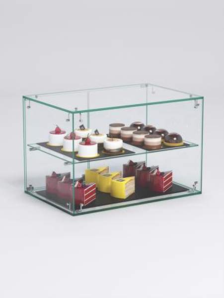Витрина "СЛАДОСТЬ" №13А для выпечки настольная с прямыми полками, Стекло