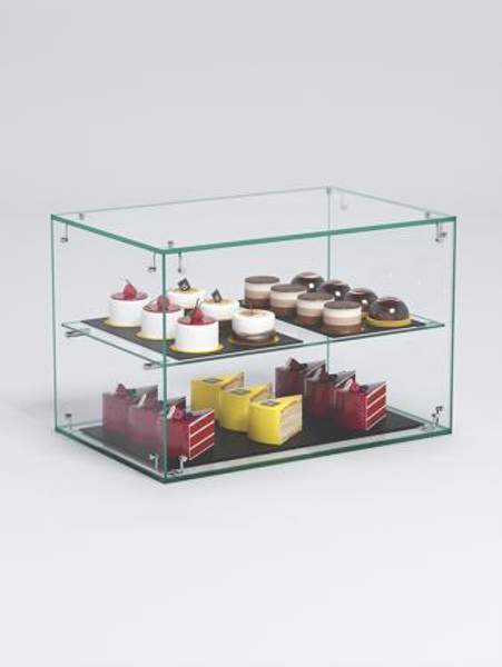 Витрина "СЛАДОСТЬ" №13А-О для выпечки настольная с прямыми полками без дверок, Стекло