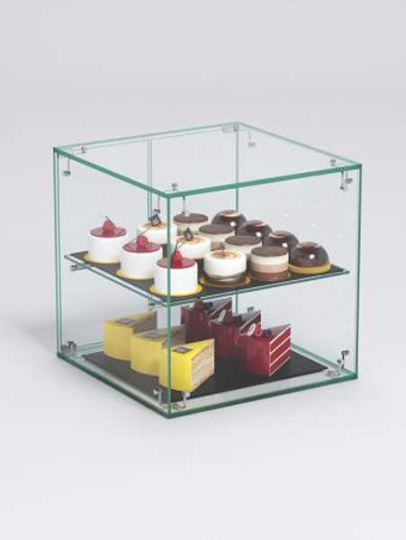 Витрина "СЛАДОСТЬ" №15А для выпечки настольная с прямыми полками, Стекло