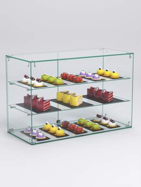 Витрина "СЛАДОСТЬ" №17А для выпечки настольная с прямыми полками, Стекло