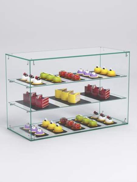 Витрина "СЛАДОСТЬ" №17А-О для выпечки настольная с прямыми полками без дверок, Стекло