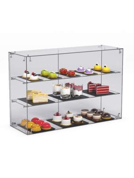 Витрина "СЛАДОСТЬ" №18А для выпечки настольная с прямыми полками, Акрил