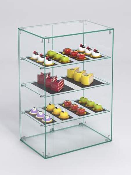 Витрина "СЛАДОСТЬ" №3А для выпечки настольная с прямыми полками, Стекло