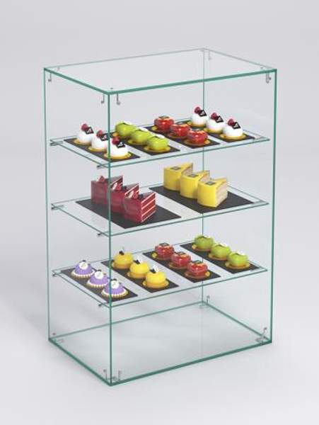 Витрина "СЛАДОСТЬ" №3А-О для выпечки настольная с прямыми полками без дверок, Стекло