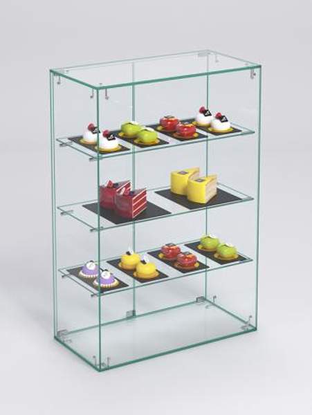 Витрина "СЛАДОСТЬ" №4А для выпечки настольная с прямыми полками, Стекло
