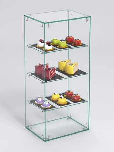Витрина "СЛАДОСТЬ" №6А-О для выпечки настольная с прямыми полками без дверки, Стекло
