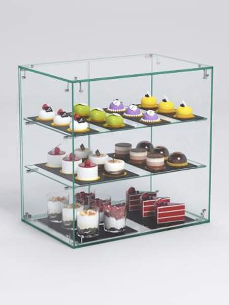 Витрина "СЛАДОСТЬ" №7А для выпечки настольная с прямыми полками, Стекло