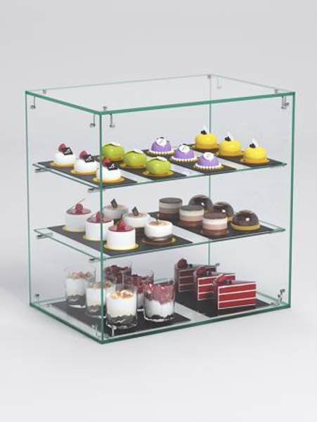 Витрина "СЛАДОСТЬ" №7А-О для выпечки настольная с прямыми полками без дверок, Стекло