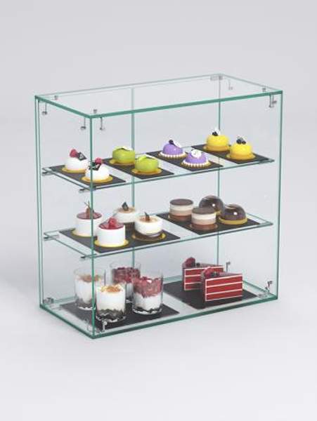 Витрина "СЛАДОСТЬ" №8А для выпечки настольная с прямыми полками, Стекло