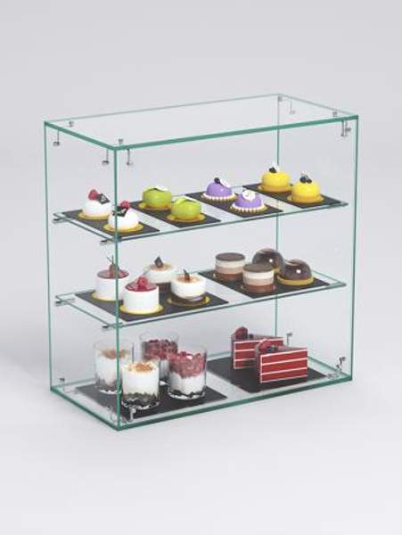 Витрина "СЛАДОСТЬ" №8А-О для выпечки настольная с прямыми полками без дверок, Стекло