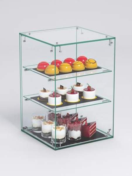 Витрина "СЛАДОСТЬ" №9А для выпечки настольная с прямыми полками, Стекло