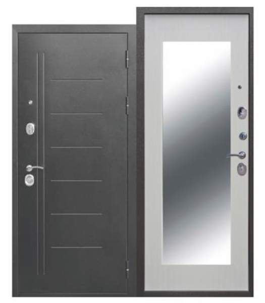 Входная дверь 10 см ТРОЯ Серебро MAXI Зеркало