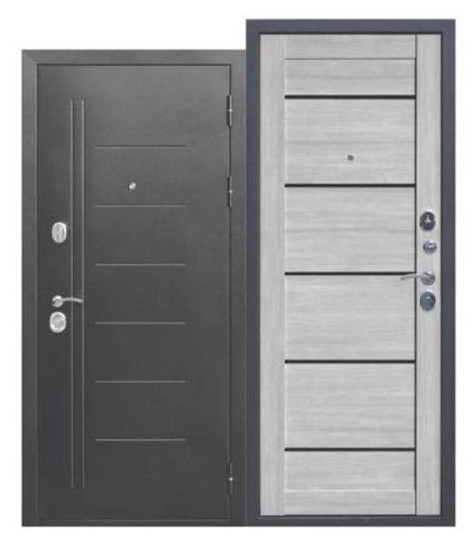 Входная дверь 10 см ТРОЯ Серебро Царга Дымчатый дуб